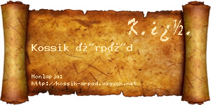 Kossik Árpád névjegykártya
