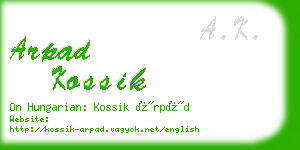 arpad kossik business card